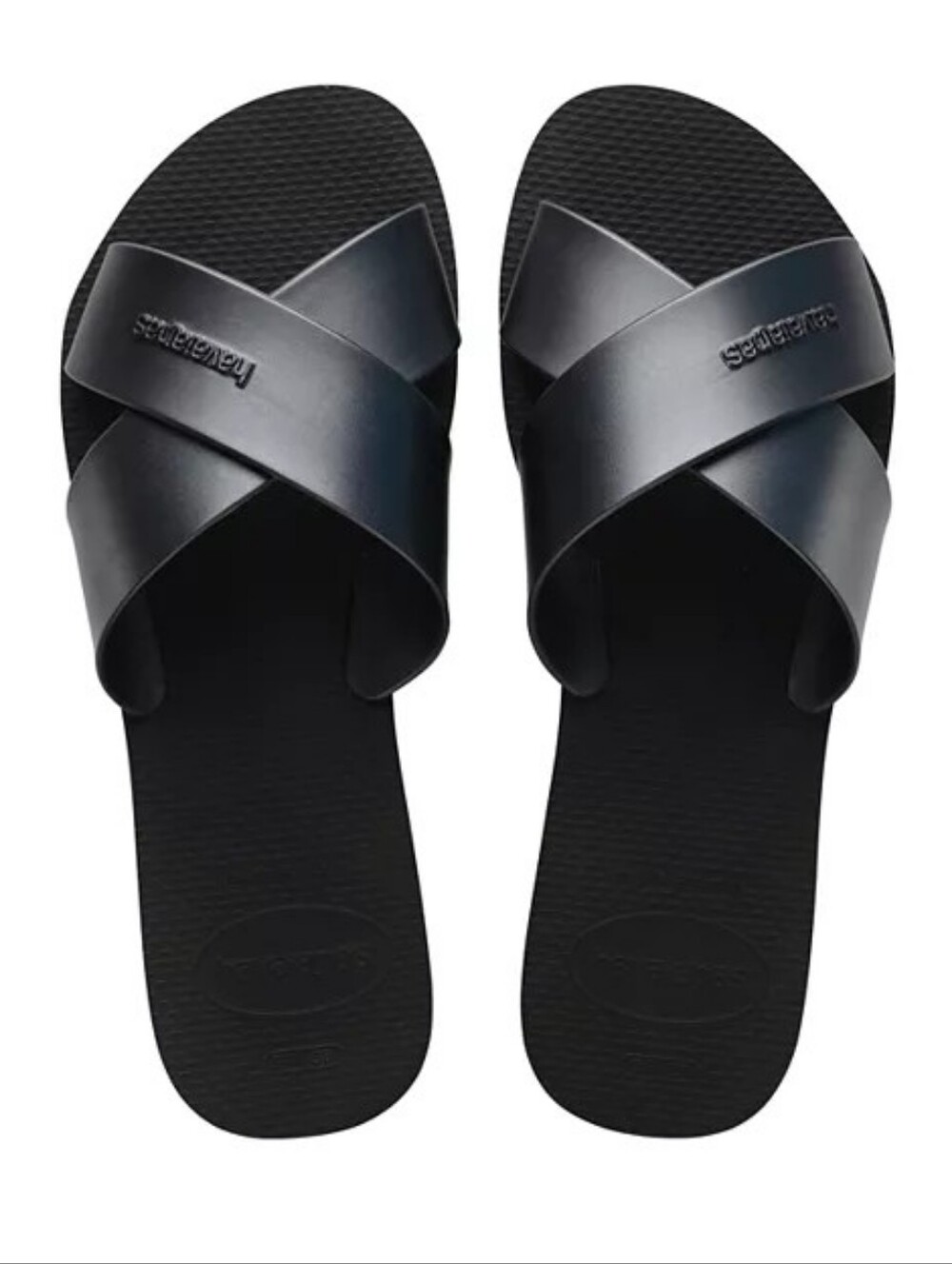 NWT Havaianas Women's Aqua Metallic Round Toe Slides Size 9.5/10